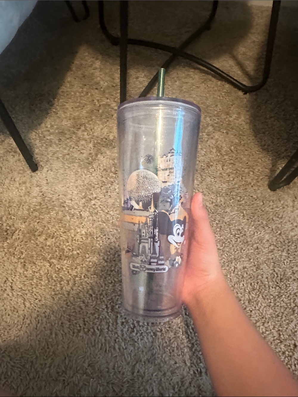 Starbucks Disney Purple Mickey Mouse Park Travel Tumbler with Green Straw
